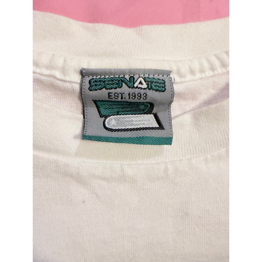 Vintage Senate Long Sleeve Graphic T-Shirt Men’s XLarge White Green Y2K Skate - Picture 4 of 9